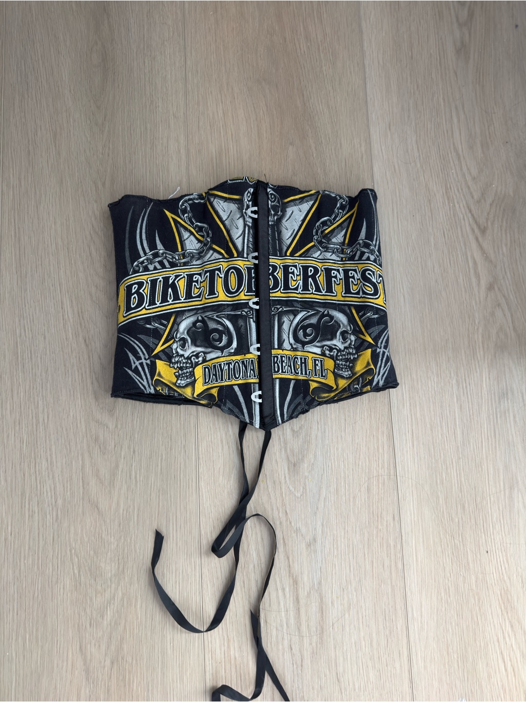 Custom Biketoberfest Daytona Beach Graphic Corset Top  Black  Yellow